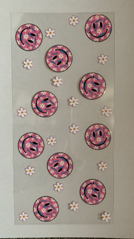 Pink smiley faces and flowers