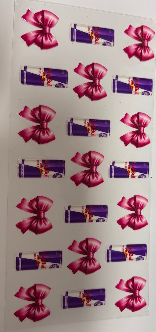 Red bull with pink bows