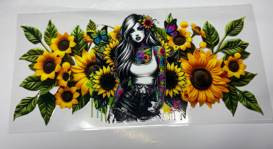 Girl with sunflowers